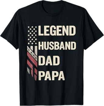 Legend Husband Dad Papa Vintage American Flag Fathers Day T-Shirt