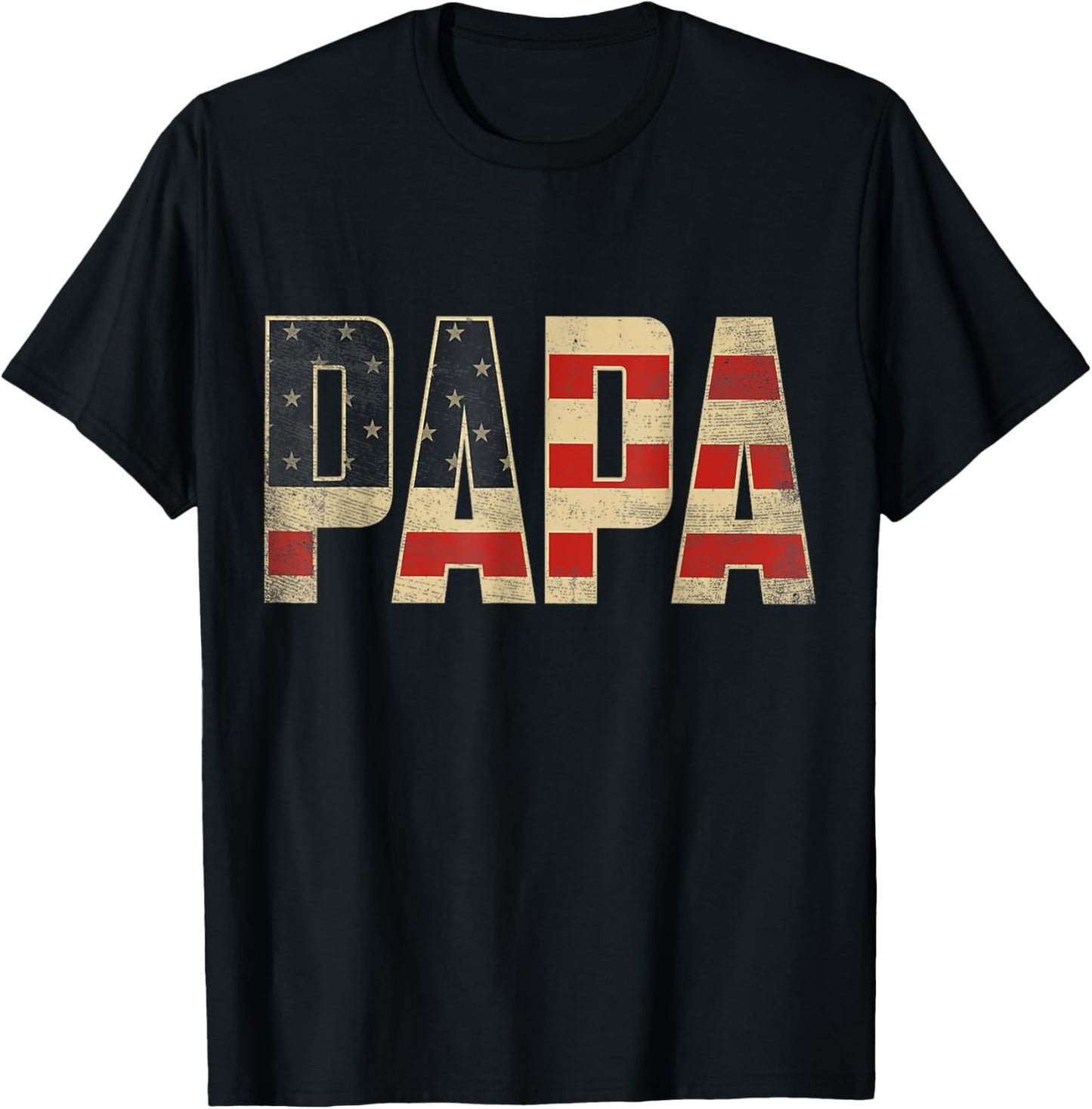 Papa Bold Patriotic American Flag Father’s Day Papa T-Shirt