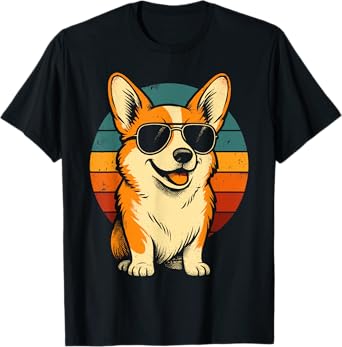 Retro Corgi in Sunglasses Men Women Kids Funny Corgi T-Shirt