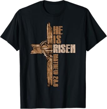 Easter Cross He Is Risen Jesus Christian Happy Easter Men T-Shirt