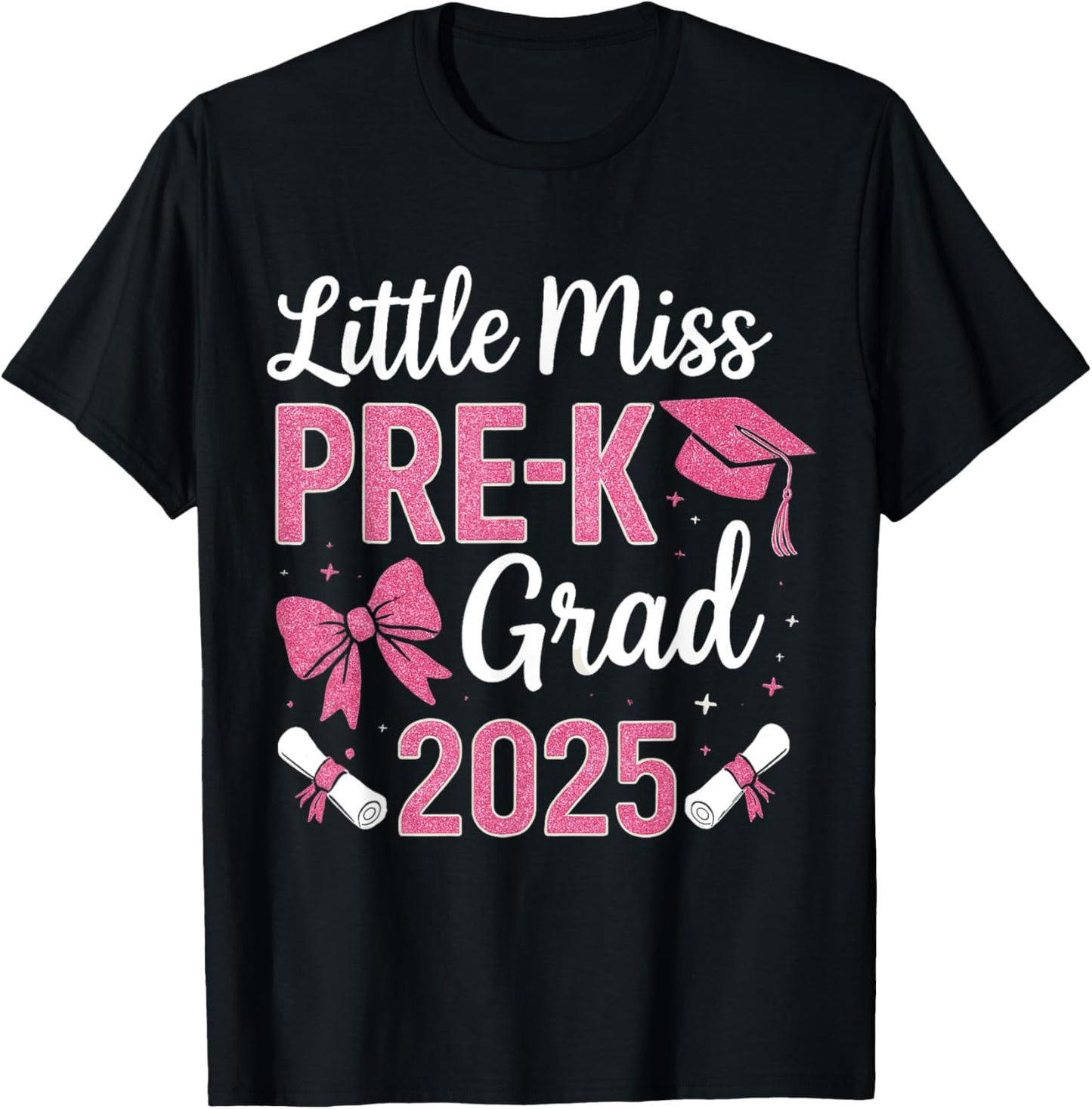 Little Miss Pre-K Grad 2025 Coquette Preschool Graduation T-Shirt