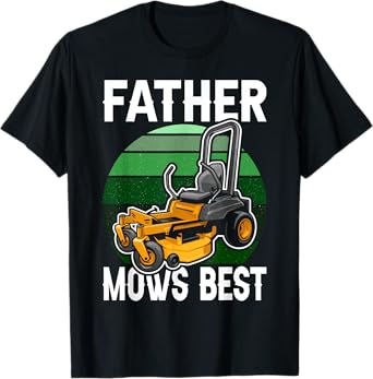 Father Mows Best Funny Riding Mower Retro Mowing Dad T-Shirt