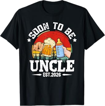Mens Soon To Be Uncle 2026 Retro Pregnancy Announcement Dad T-Shirt