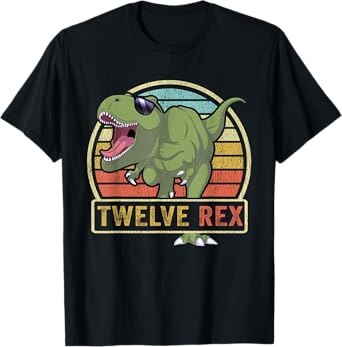 Twelve Rex T Rex Birthday 12 Year Old Dinosaur 12th Dino T-Shirt