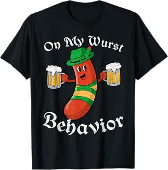 Oktoberfest On My Wurst Behavior German Beer Sausage Adults T-Shirt