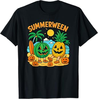 Funny Summerween Cute Watermelon & Pineapple Beach Vibes T-Shirt