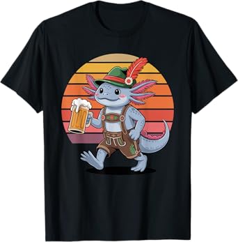 Retro Axolotl Beer Drinking Axolotls T-Shirt