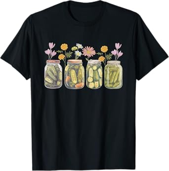 Vintage Canned Pickles Wildflower Canning Season Pickle Jar T-Shirt