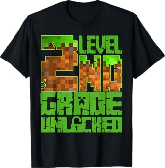 Level 2nd Grade Unlocked Game Pixel Kids Boy Back To School T-Shirt
