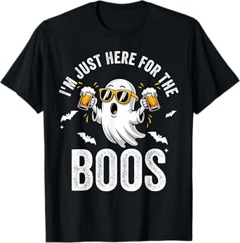 Iโm Just Here for The Boos Funny Ghost Beer Funny Halloween T-Shirt