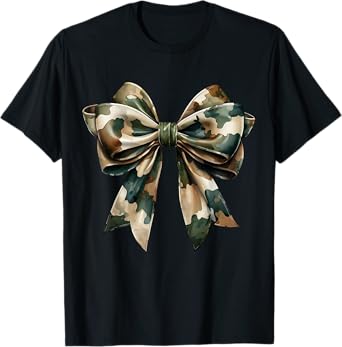 Camouflage Old Camo Bow Camo Coquette Bow Hunting Women Girl T-Shirt