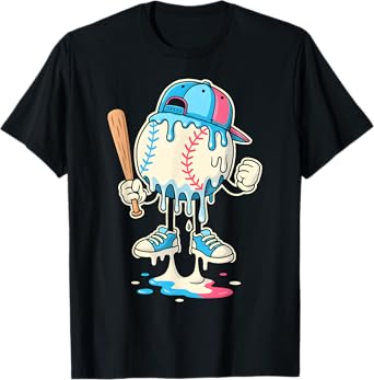 Baseball Ice Cream Drip Youth Baseball Girls & Boys Players T-Shirt