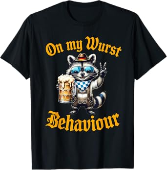 On My Wurst Behavior Oktoberfest Raccoon Beer Festival T-Shirt