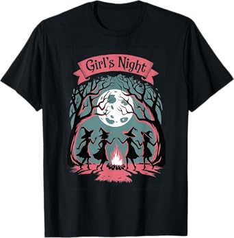 Girl's Night Witch Coven Halloween motif Spooky Fun banner T-Shirt