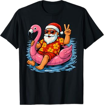 Christmas In July Santa Flamingo Summer Xmas Boys Kids T-Shirt