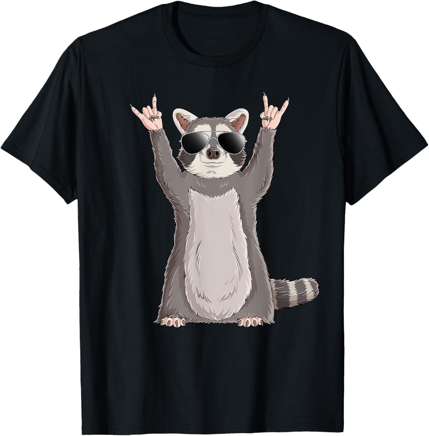Raccoon Rock Music Men Women Kids Funny Raccoon T-Shirt