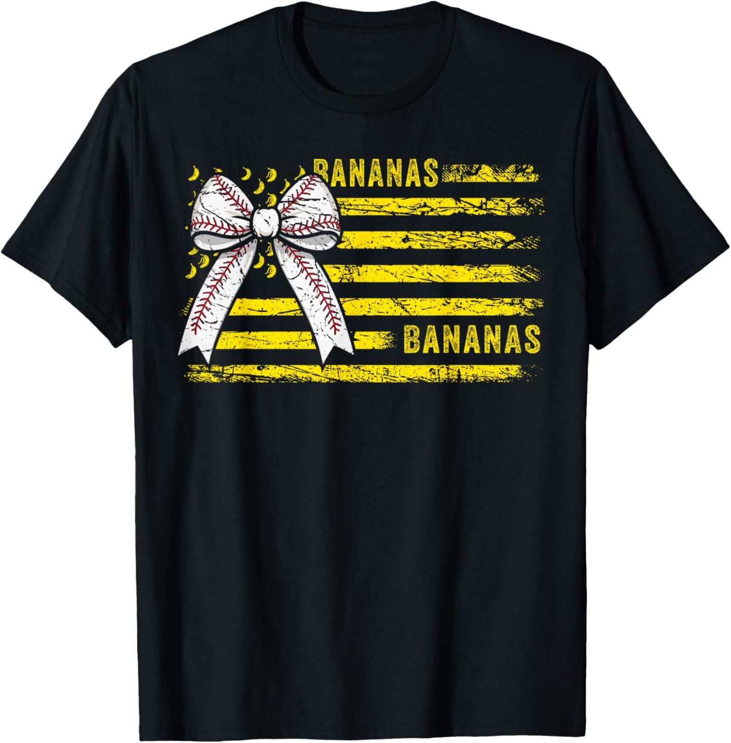 Retro Bananas Last Name Flag Coquette Bow Women Girls T-Shirt