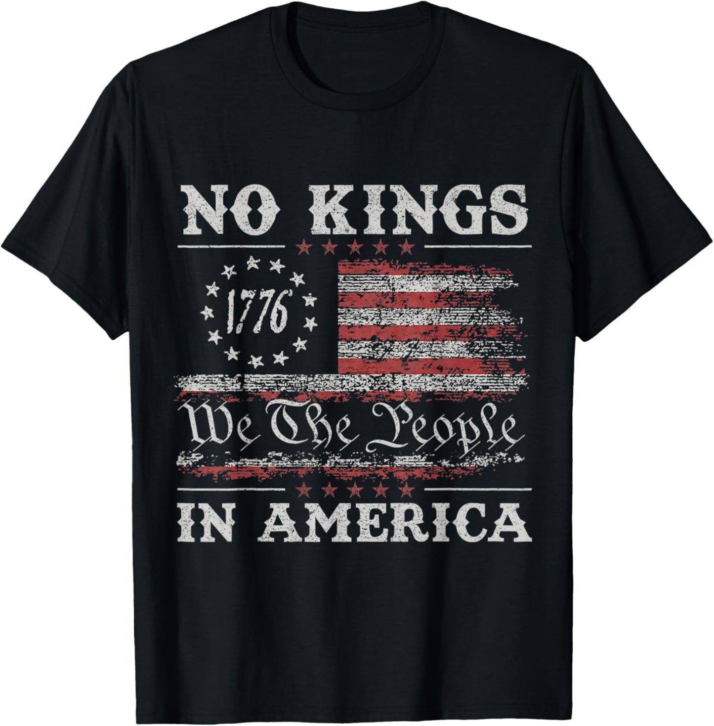 Retro June 14th No Kings In America 1776 USA Flag Men Women T-Shirt
