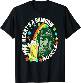 Heart's a Rainbow Funny Beer Pub Irish Humor Muscle T-Shirt