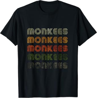 Love Heart Monkees Tee Grunge Vintage Style Black Monkees T-Shirt