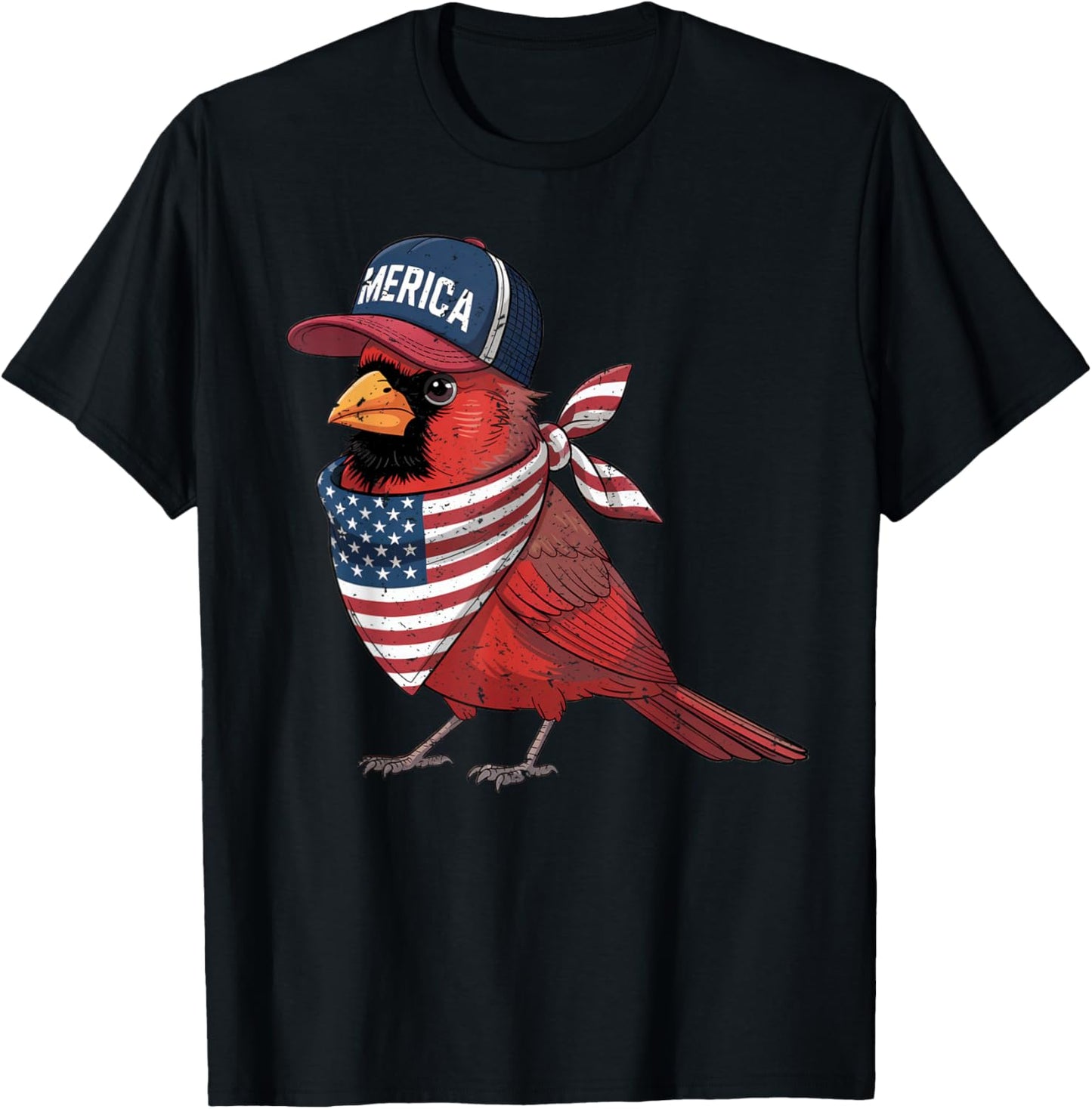 Cardinal Bird 4th Of July Us American Flag Patriotic T-shirt