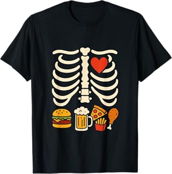 Beer Belly Skeleton Food Pregnancy Funny Halloween Dad T-Shirt