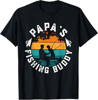 Funny Retro "Papa's Fishing Buddy" - Fishing T-Shirt