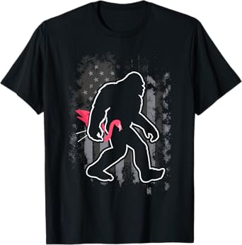 Bigfoot Carrying Lawn Flamingo Funny Sasquatch T-Shirt