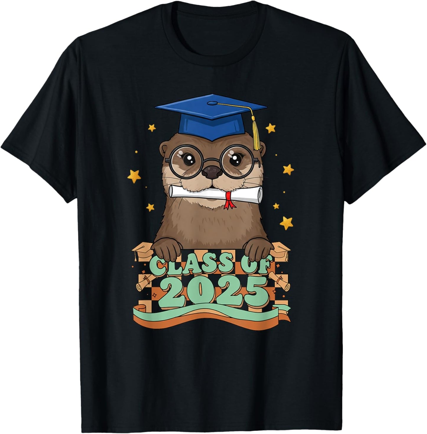 Graduate Otter Class Of 2025 Kids Mens Womens Graduation T-Shirt