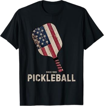 Vintage American Flag Pickleball Funny Pickleball T-Shirt