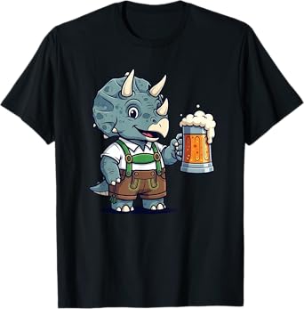 Triceratops Wearing Lederhosen Oktoberfest, Beer Stein T-Shirt