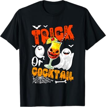 Trick Or Cocktail Halloween Drunker Cocktail Glasses Boo T-Shirt