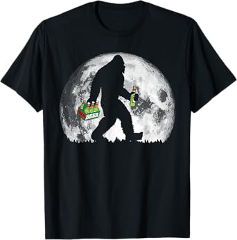 Bigfoot Beer Drinker Full Moon Retro Minimalist T-Shirt