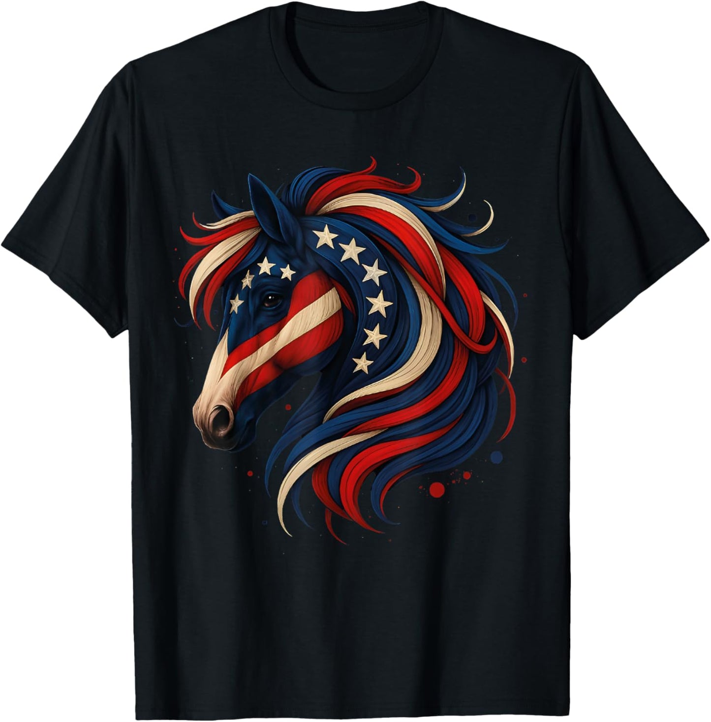 Patriotic Horse Graphic 4th Of July American Flag Fireworks T-shirt
