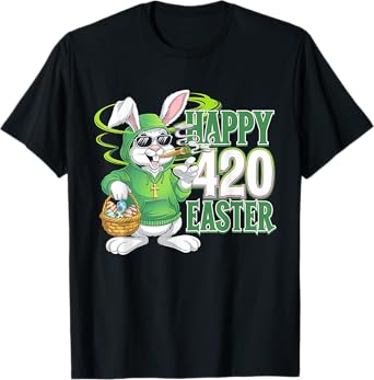 Happy 420 Easter Day Bunny Smoking Weed Marijuana Funny 420 T-Shirt