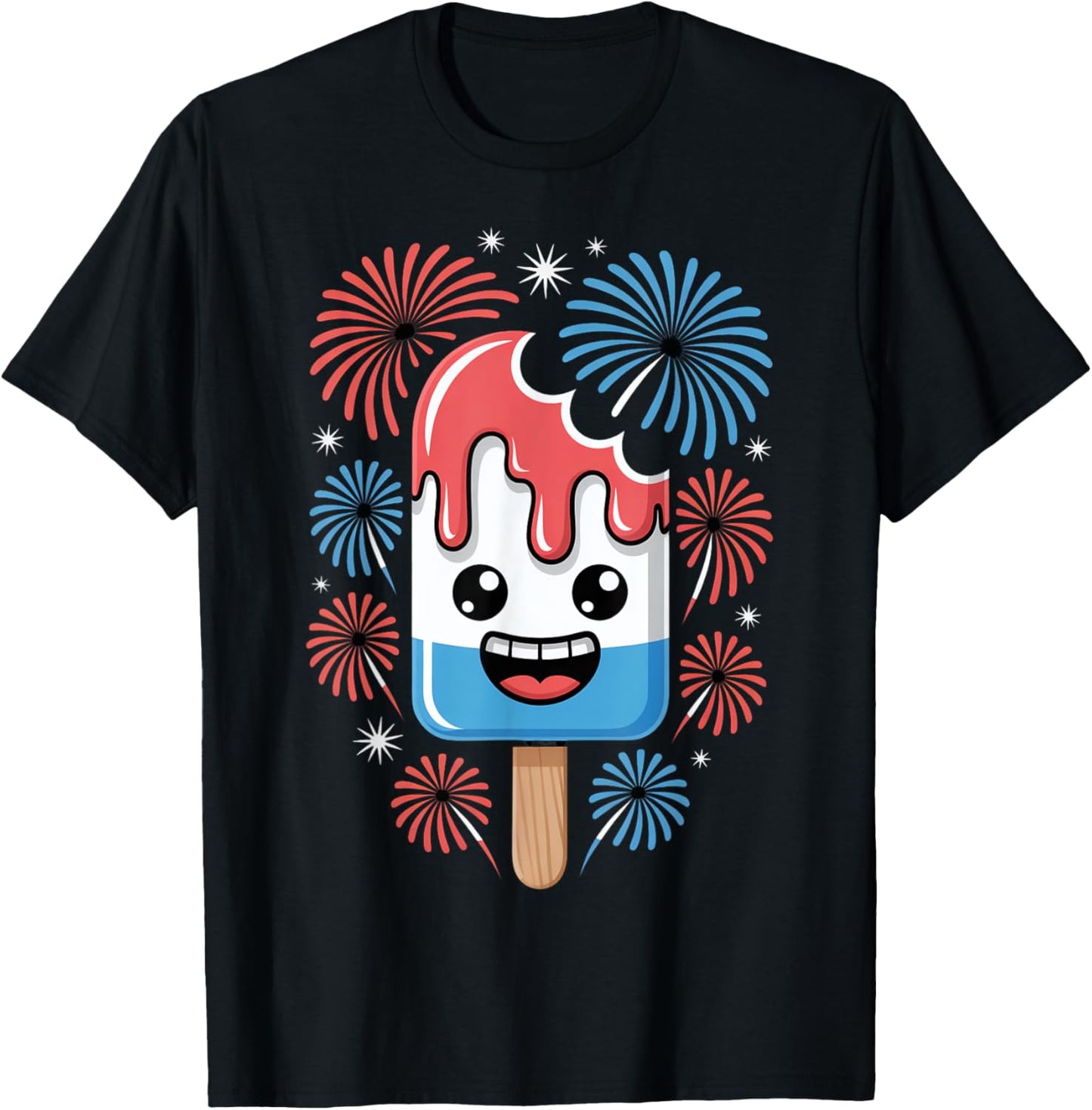 Patriotic Popsicle With Fireworks T-Shirt