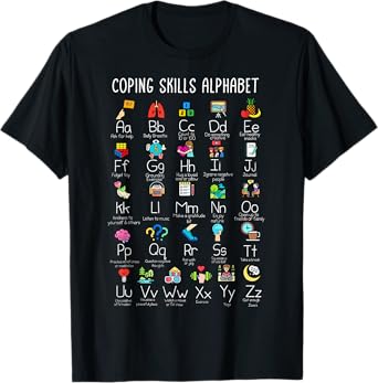 Counselor - Coping Skills Alphabet Mental Health Awareness T-Shirt
