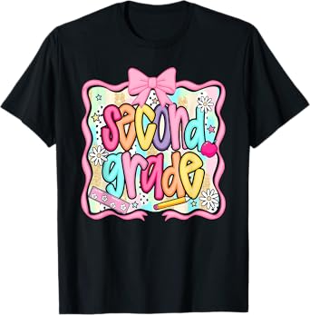 Second Grade Floral Coquette 2nd Grade Girls Back To School T-Shirt