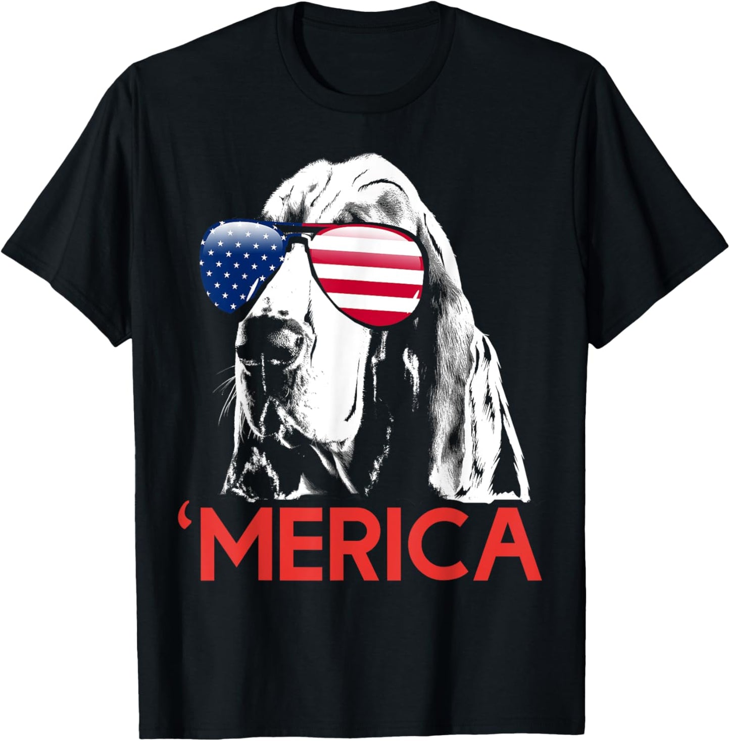 Merica Basset Hound American Flag 4th of July T-Shirt
