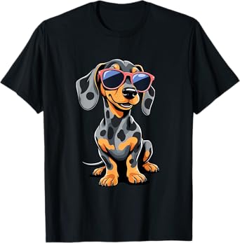 Dappled Dachshund Wearing Sunglasses Funny Dapple Dachshund T-Shirt