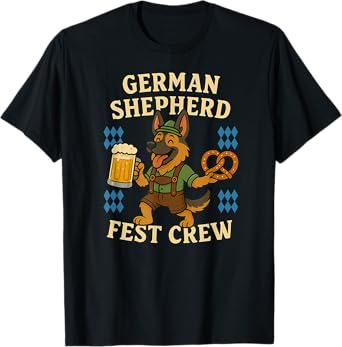 German Shepherd Oktoberfest Beer and Pretzel Fest Crew T-Shirt