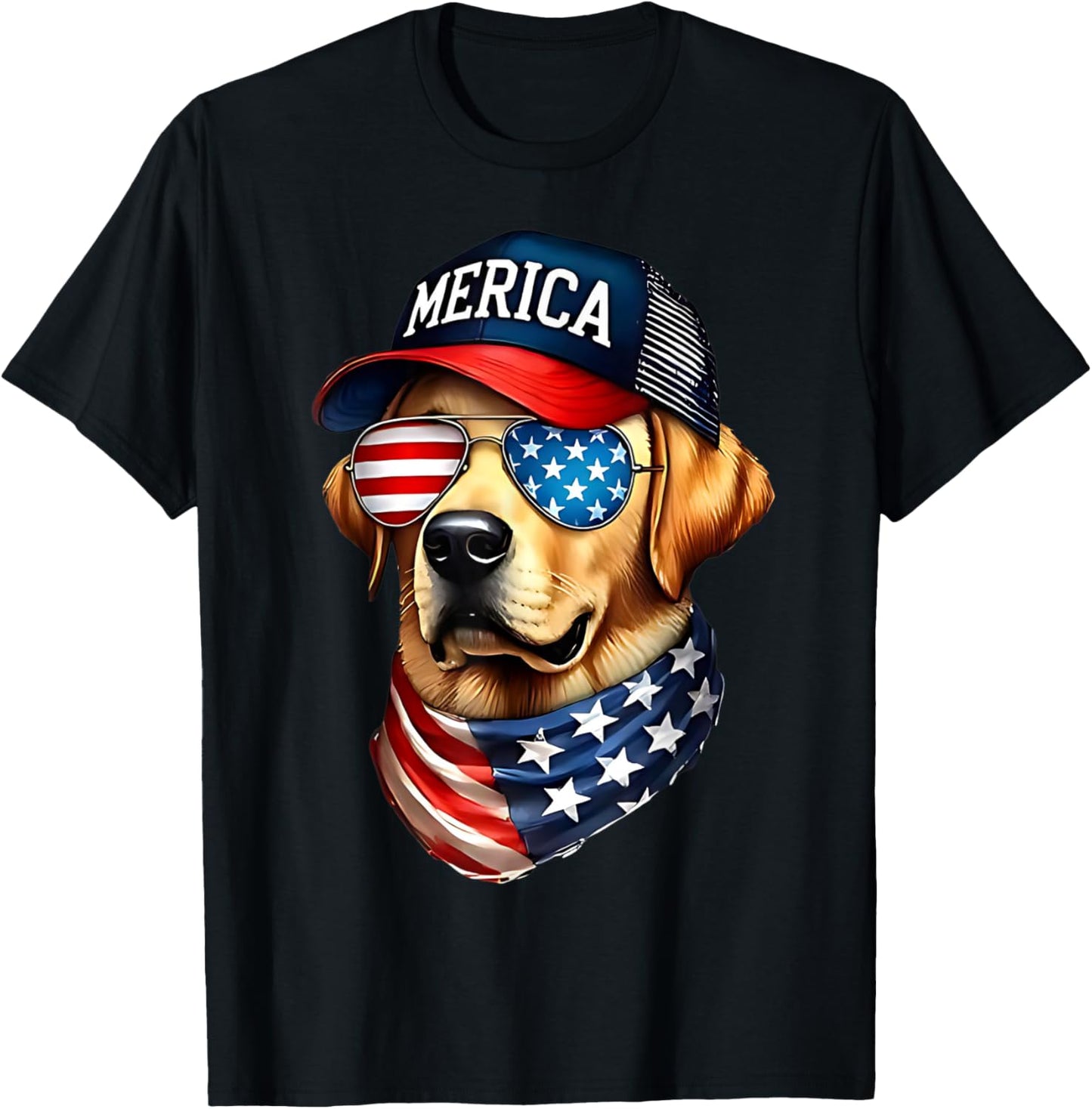 Yellow Labrador Retriever 4th of July Merica USA Flag Lab T-Shirt