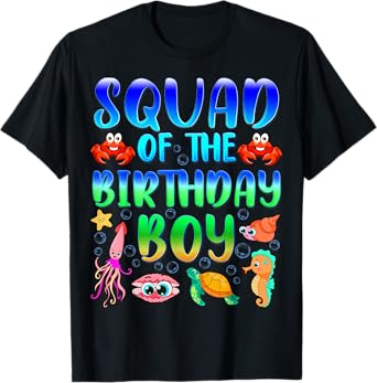 Squad Of The Birthday Boy Sea Fish Aquarium Matching Family T-Shirt