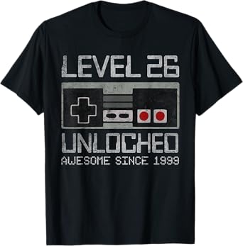 Level 26 Unlocked 26th Birthday 26 Year Old Video Gamer Boy T-Shirt