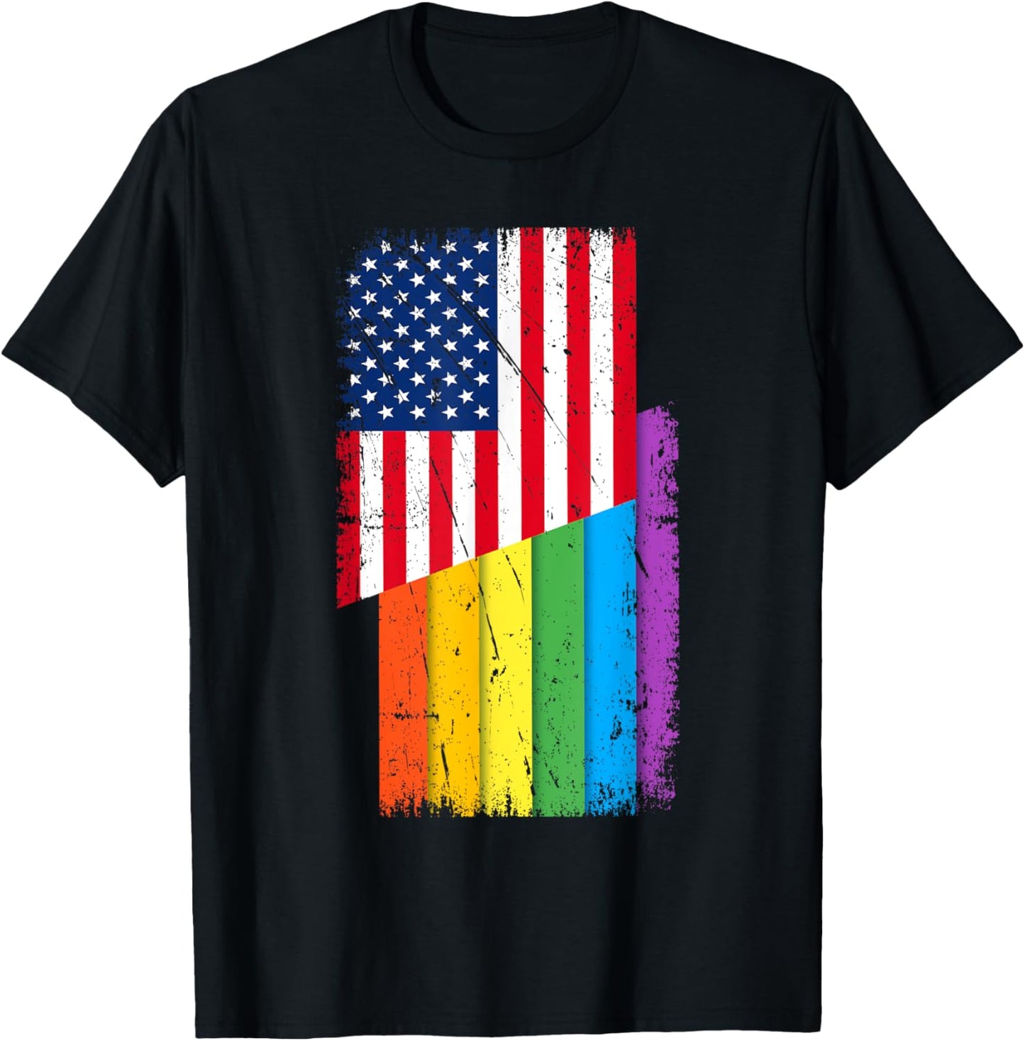American Flag Rainbow Flag Gay Pride US Flag T-Shirt July 4