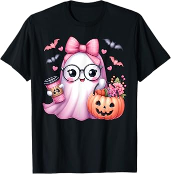 Cute Pink Ghost Boo Halloween Costume for Girl Kids Toddler T-Shirt