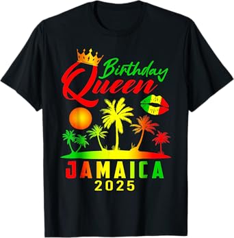 Birthday Queen Jamaica Girls Trip 2025 Party Women Matching T-Shirt
