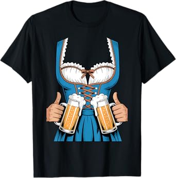 Dirndl Costume & Glasses of Beer Oktoberfest Women Girls T-Shirt
