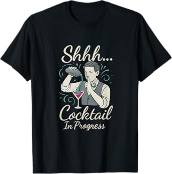 Shhh... Cocktail in Progress Party Crew T-Shirt
