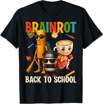 Students Brainrot Wear Backpack Back to School Funny Meme T-Shirt